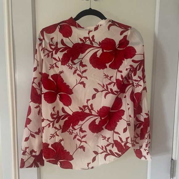 Fashion Nova red and white Floral Emotions long sleeve top - Picture 2 of 2